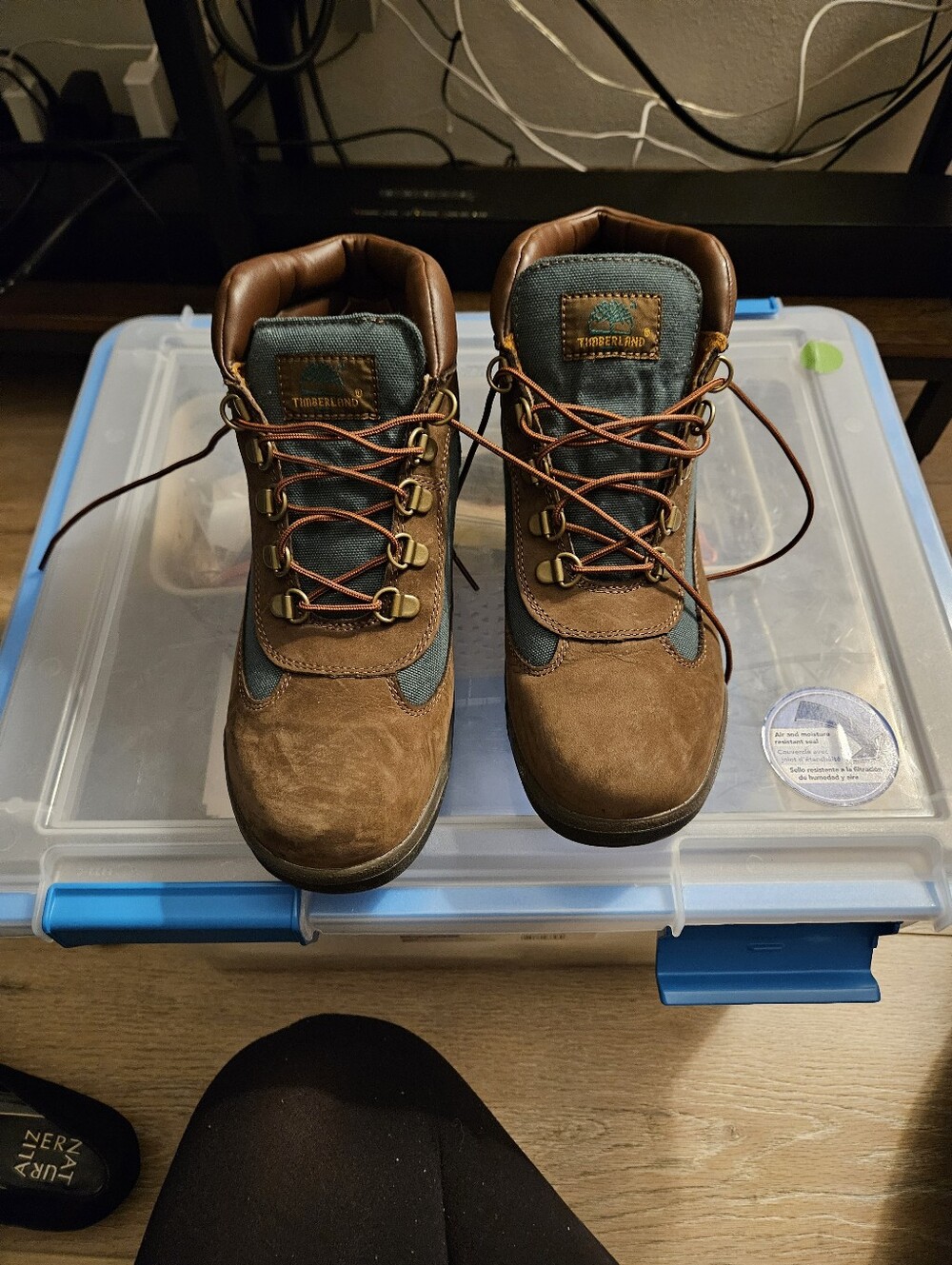 Timberland Kids Brown Leather & Green Hiking Boots